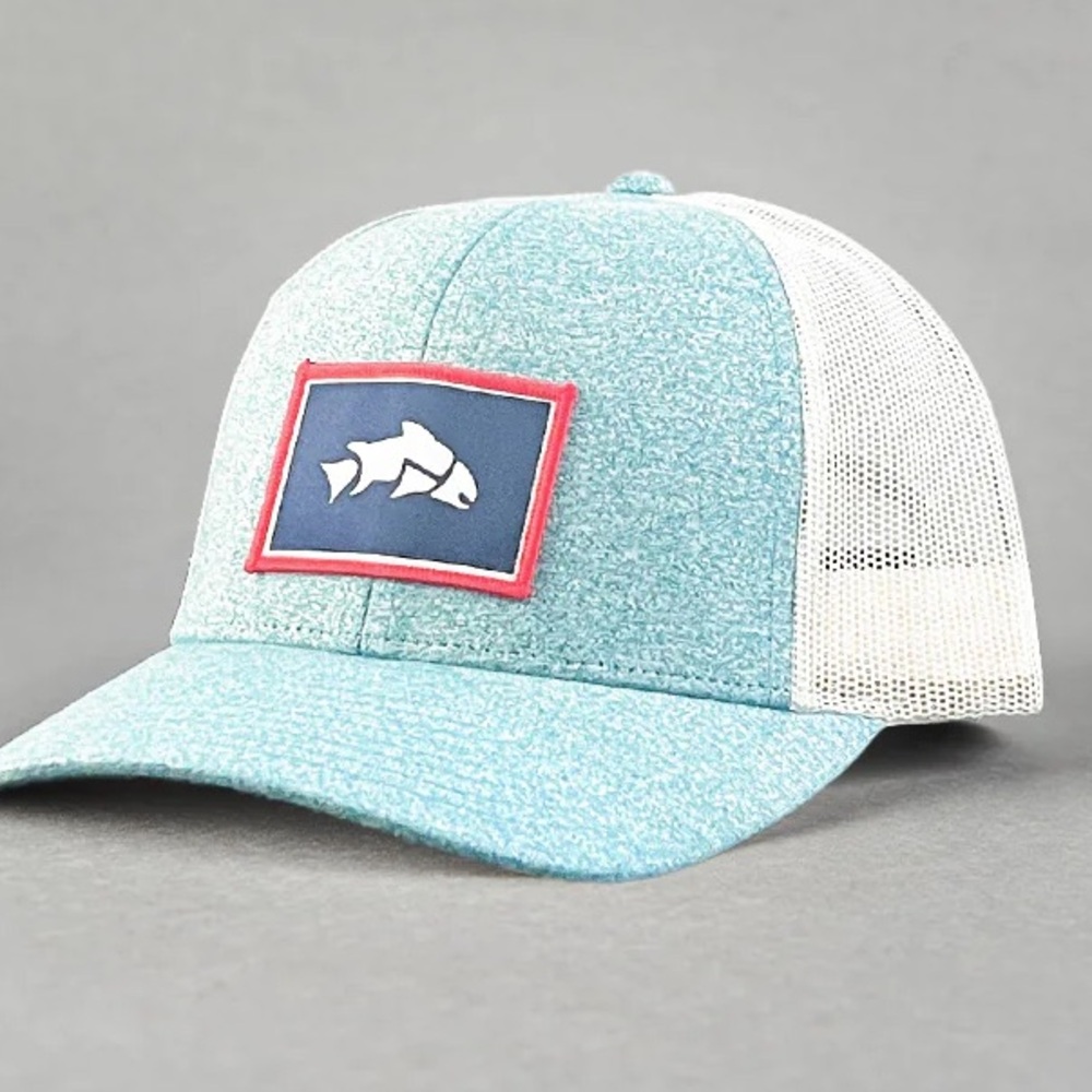 Give’r Jackson Hole Low-Pro Men’s Wyoming Trout Trucker Hat Light Blue/White